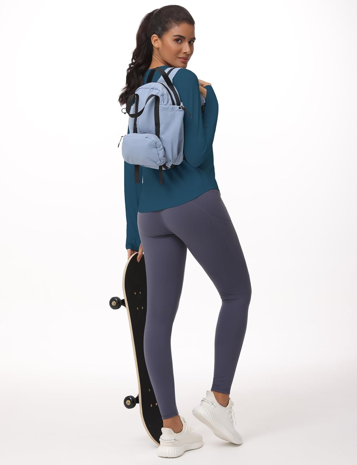 The Gym People Women's Long Sleeve Workout Shirts - Athletic Crewneck Hiking Tops with Thumb Hole