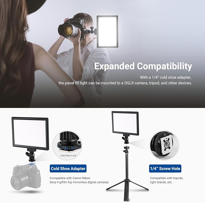 NEEWER Basics 9" LED Light Panel, 3200-5600K Edge Lit Dimmable Camera Soft Key