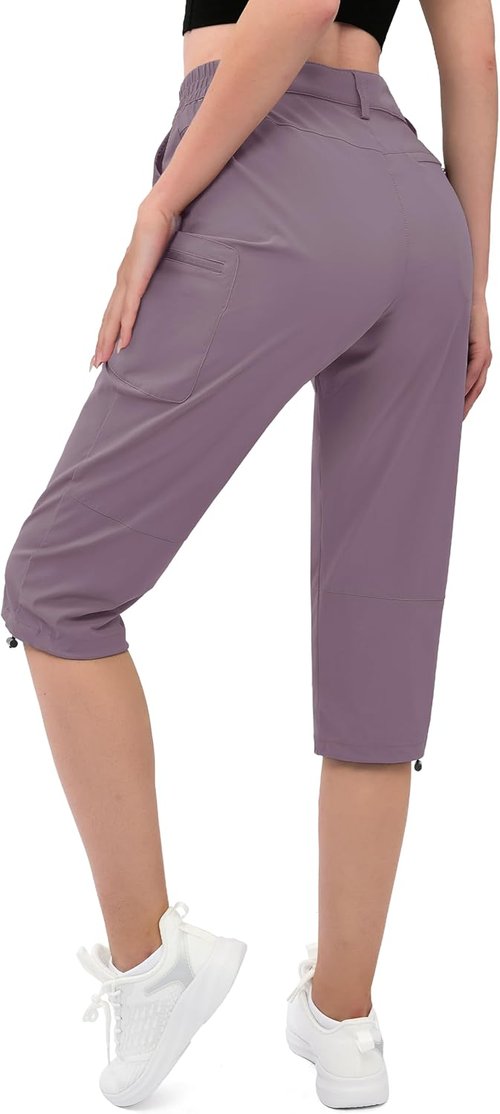 MAGCOMSEN Women's Hiking Capris - Lightweight, Water-Resistant Cargo Pants with 5 Pockets for Outdoor Adventures