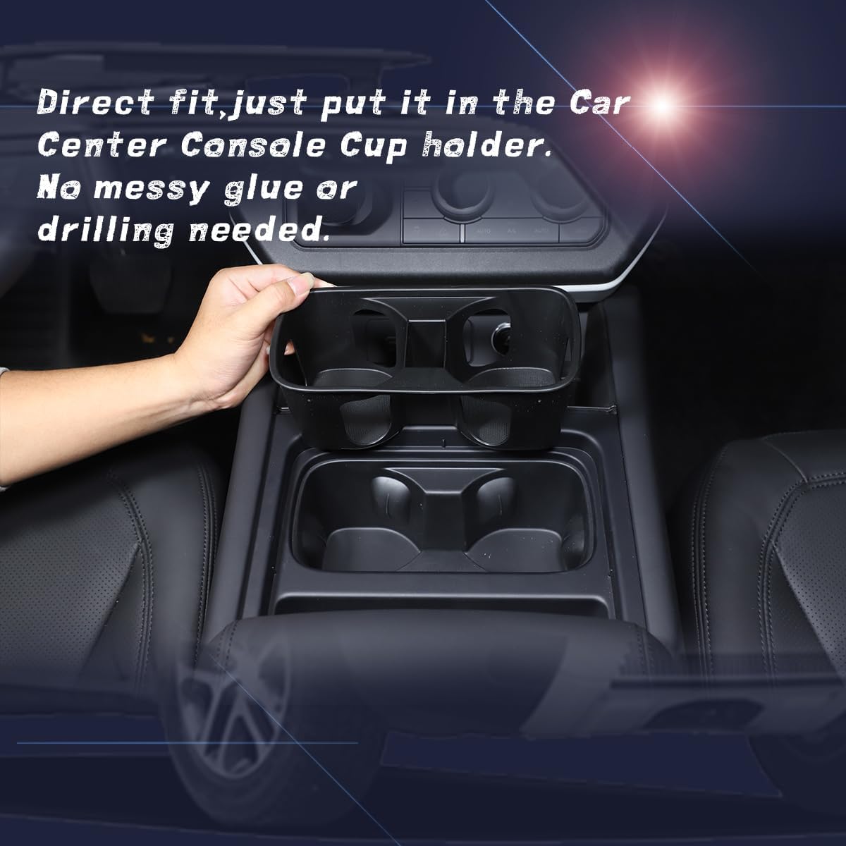 Black Center Console Cup Holder Compatible with Land Rover Defender 90 110 130 2020-2024 Car Cup Holder Expander Storage Box，Drink Cup Holder Organizer Accessories (for Defender 2022-2024)