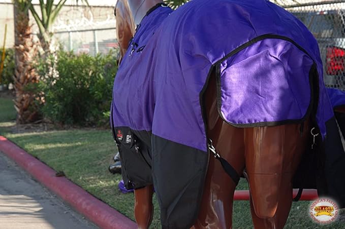 HILASON 1200D Winter Waterproof Poly Horse Turnout Blanket Belly Wrap Purple | 78 in