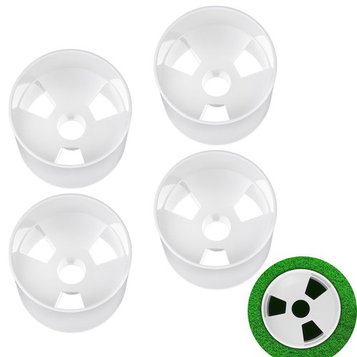 4PCS White Golf Hole Cups, 3.9" Depth & 4.3" Diameter, ABS Plastic Putting Green Cups with Drain Holes for Outdoor Backyard Practice