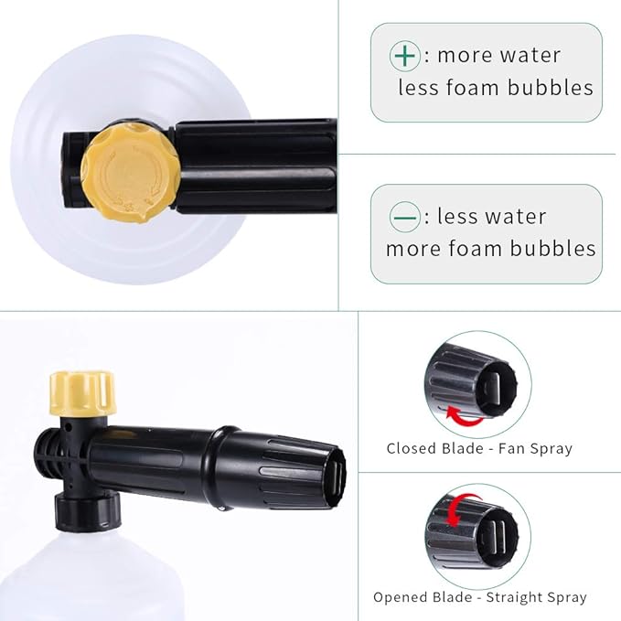 BEARFORCE Electric Pressure Washer DIY Foam Cannon with Connector, Power Washer Adjustable Snow Foam Lance 0.6L Bottle, Compatible with Sun Joe & Some of AR Blue Clean…
