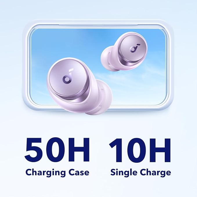 Soundcore by Anker Space A40 Adaptive Active Noise Cancelling Earbuds | Reduce Noise by Up to 98%, Ultra Long 50H Playtime, 10H Single Playtime, Hi-Res Sound, Comfortable Fit, Wireless Charge
