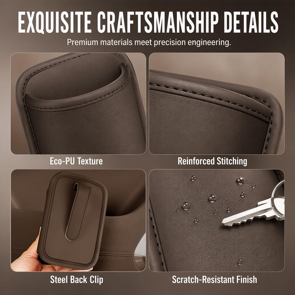 Car Door Cup Holder, Leather Clip On Drink Cup Holder for Back Seat，Orange S：2
