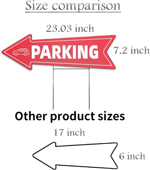 Directional Parking Signs by [Brand Name] - 10 Pack Large 23 X 7.2 Inch Durable Red & White Arrows with Stakes