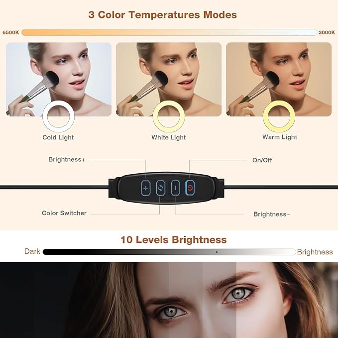 Suction Cup LED Vantiy Lights for Mirror, Flexible Gooseneck Stick on Selfie