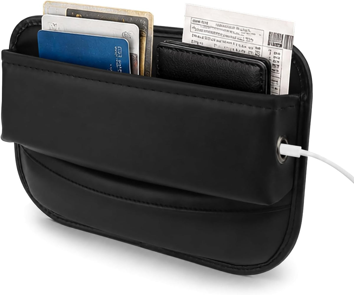 Car Seat Gap Filler Organizer, Premium Leather Console Side Storage Box