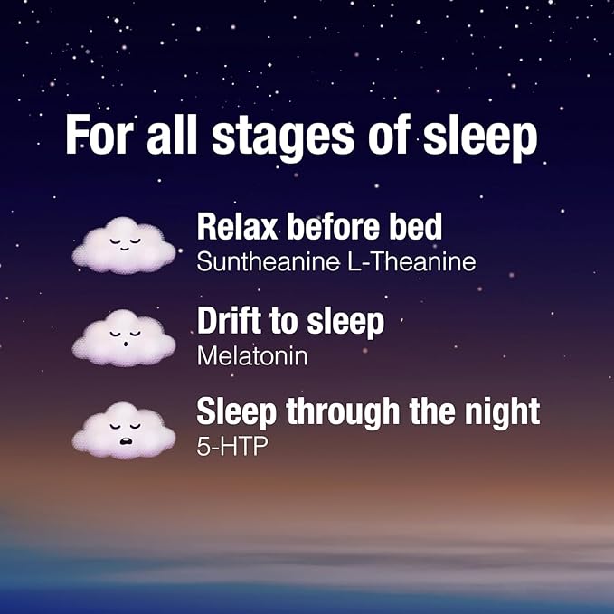Stress-Relax Tranquil Sleep by Natural Factors, Sleep Aid with Suntheanine L-Theanine, 5-HTP, Melatonin, 90 Softgels