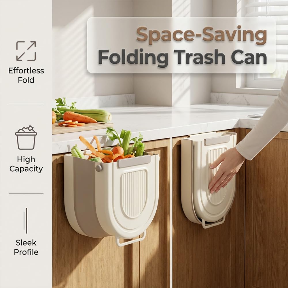 Foldable Trash Can, Collapsible Waste Bin for Kitchen Office Car
