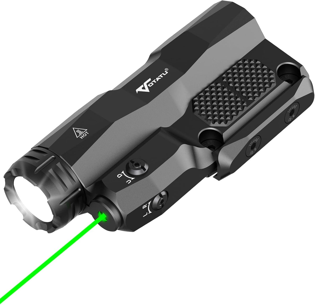 VOTATU M6L-G Flashlight Laser Combo - 2400 Lumens LED Light with Green Laser & Tactical Strobe | USB Rechargeable
