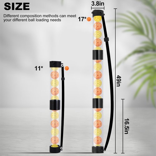 Buhobha Pickleball Ball Retriever, 17 Balls Pickleball Pickup Tube, Tennis Ball Tube Picker Upper with Strap, Detachable Ball Picker Upper