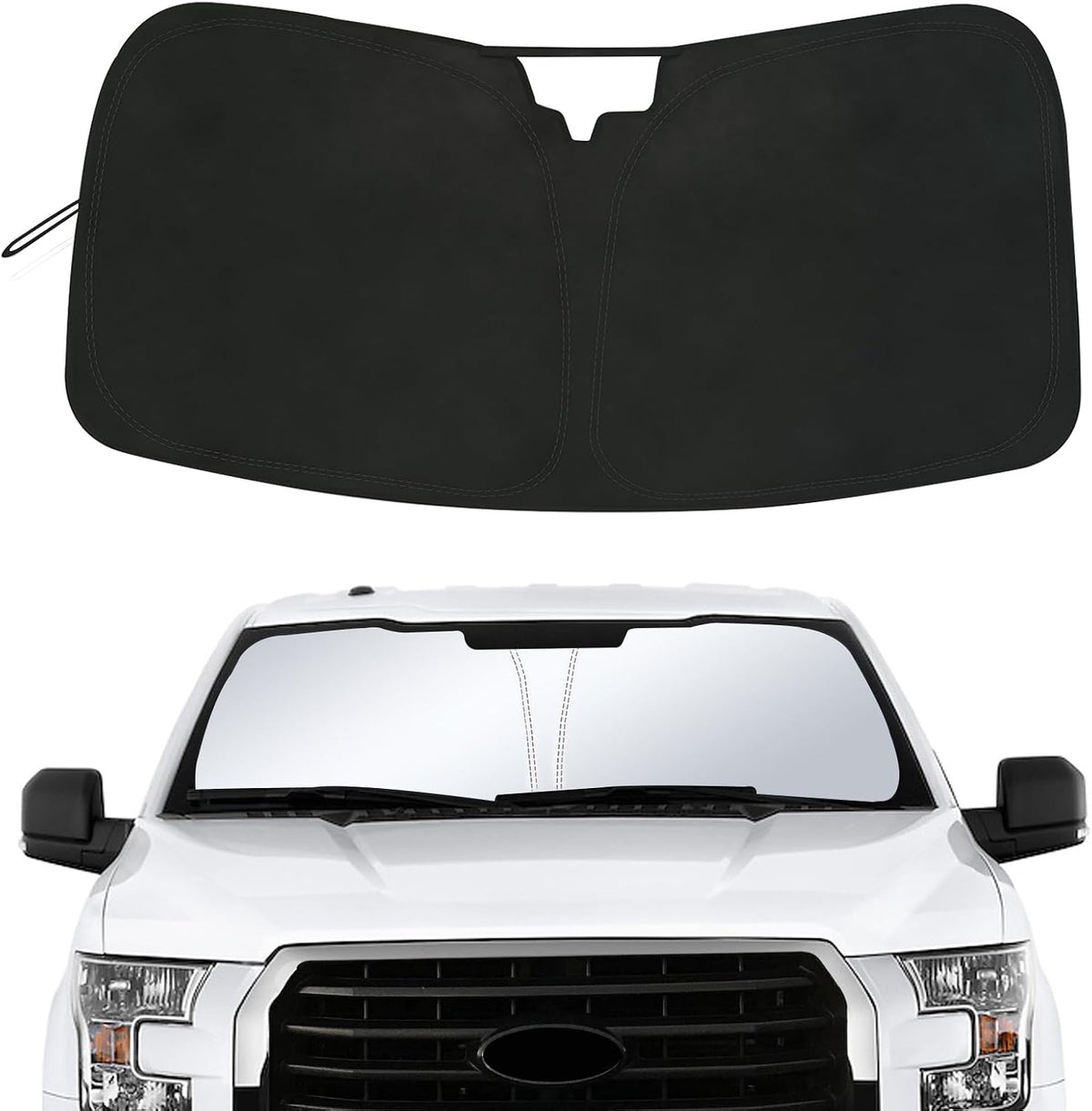 Windshield Sun Shade Compatible with 2015-2020 Ford F150 Accessories,Foldable Front Sun Visor,F-150 Sunshade,Fits Lariat,King Ranch,Platinum,XL,XLT,Limited and Raptor Model