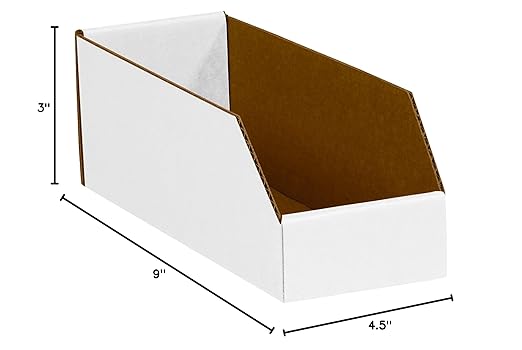 Box USA BBINBIN39 Open Top Bin Boxes, 3" x 9" x 4-1/2", Oyster White (Pack of 50)