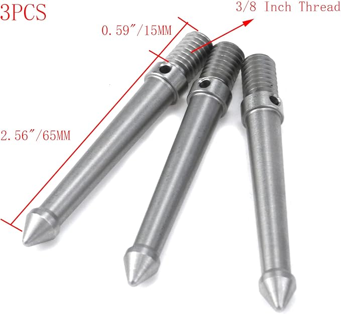 3 Pcs 3/8 Inch Stainless Steel Camera Accessories Tripod Ground Spike Mount