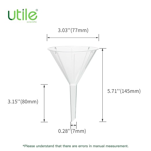 Utile 6pcs Plastic Analytical Funnel Set, PP Material, Top Diameter 70mm, Small Funnel for Lab Bottles, Recreational Activities, 4512.0015.6