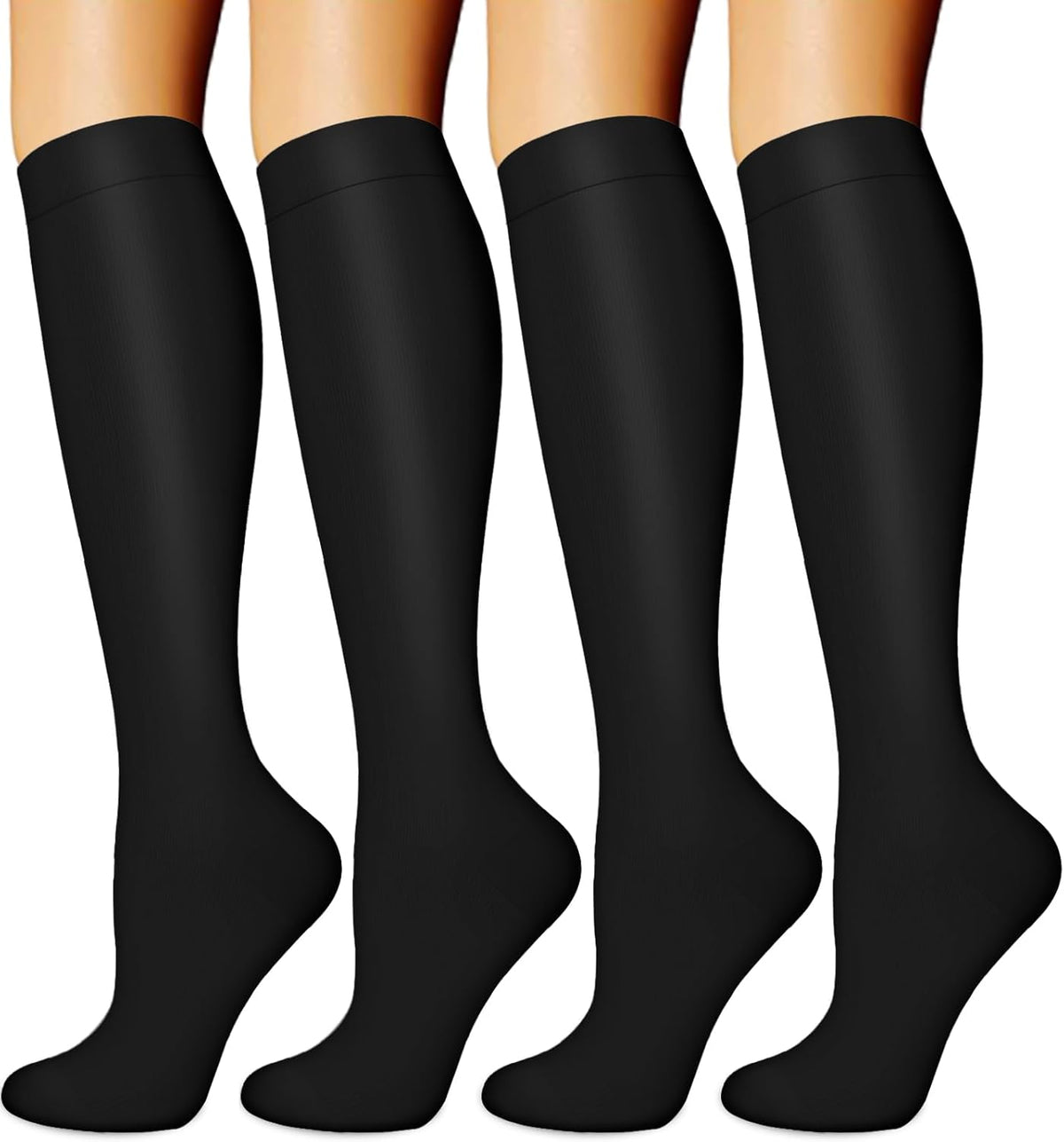 Skiennix Compression Socks - 15-20 mmHg Circulation Support for Men & Women | 4 Pairs for Nurses, Running & Travel