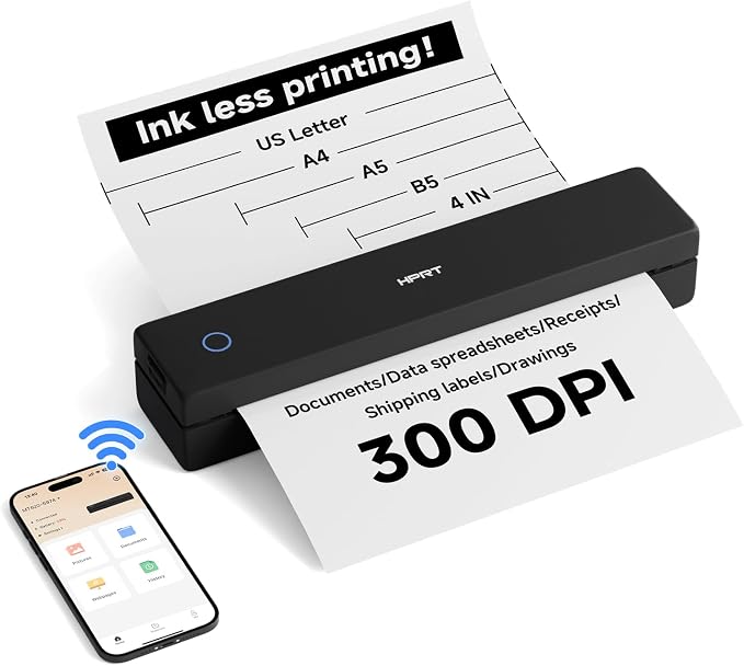 HPRT Portable Thermal Printer-Inkless Printer, Supports Thermal Paper&Labels