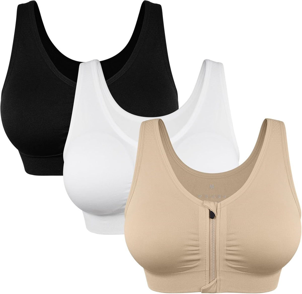 Skiennix Women's Zip Front Sports Bra - Wireless Post-Surgery Support for Active Yoga | Comfortable Fit