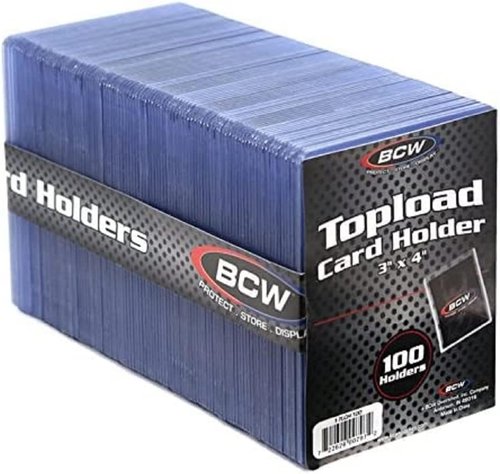 BCW 3x4 Topload Card Holders - 100 Pack | Rigid Protectors for Standard Size Cards Up to 35pt
