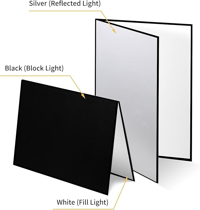 Meking 12" x 8" Light Reflector, 3 in 1 Photography Reflector Cardboard
