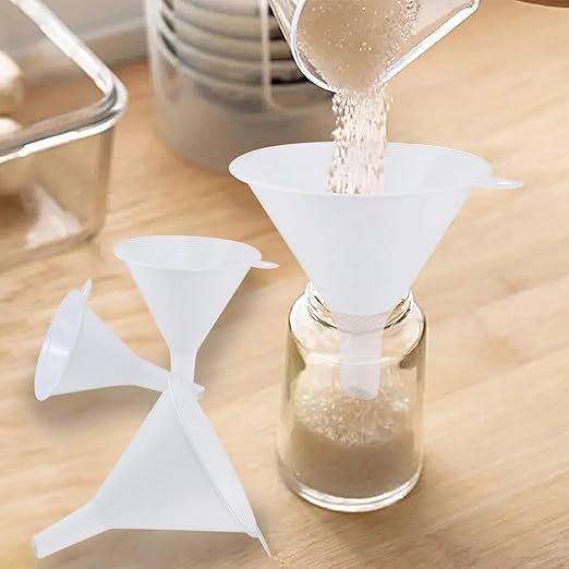Plastic Funnel Set, Kitchen Funnels for Filling Bottles, Automotive Oil Funnels for Lubricants and Fluids, Leak-Proof Design Fits Cars, Motorcycles & Home Containers