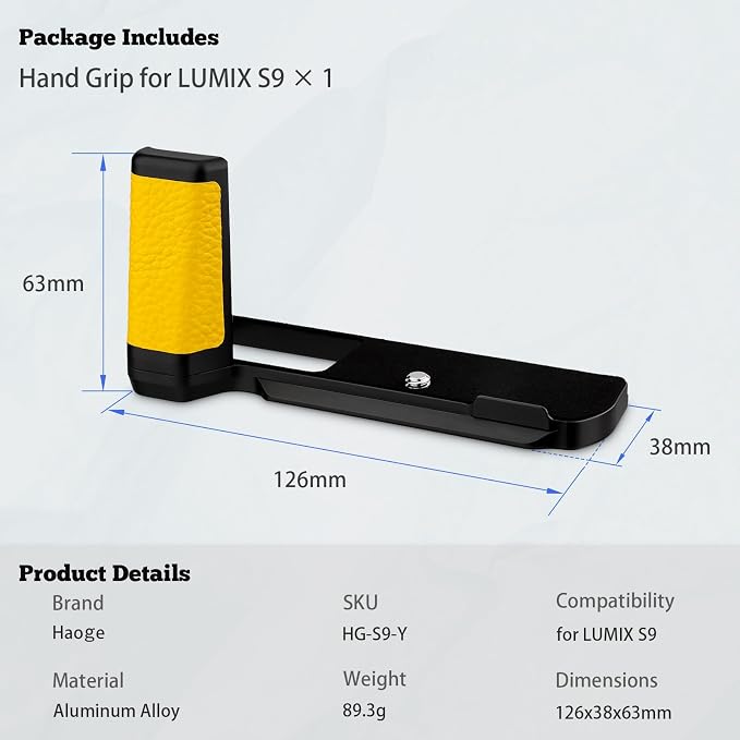 Haoge HG-S9-Y Handle HandGrip for Panasonic LUMIX S9 Camera Body S9K L-Shape