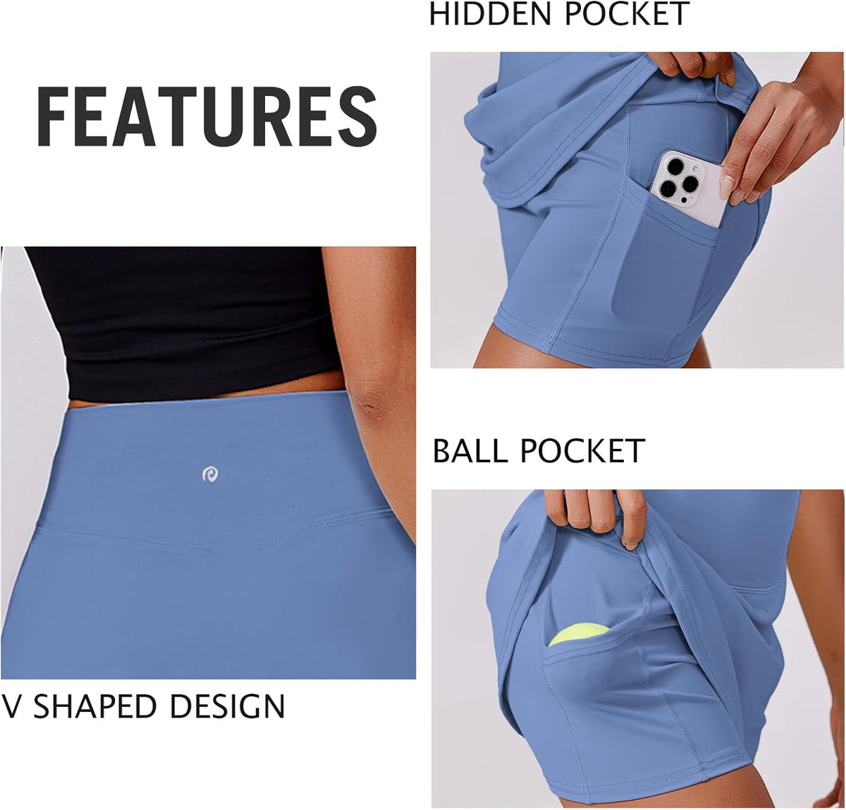 PINSPARK Women's Tennis Skirt - High Waisted Golf Skort with 2 Pockets | Stretchy Athletic Wear for Pickleball & Running