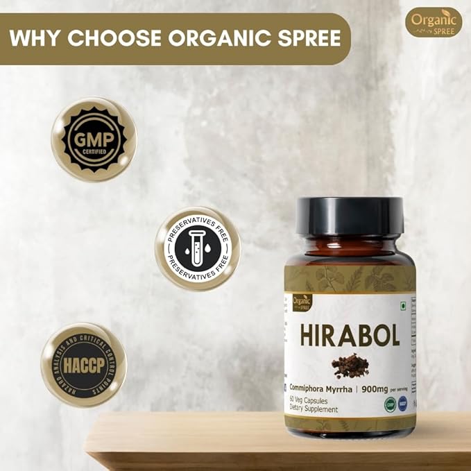HIRABOL 60 Capsules | Commiphora myrrha (Hirabol) | 900mg per Serving | Natural 60 Capsules - Pack of 3