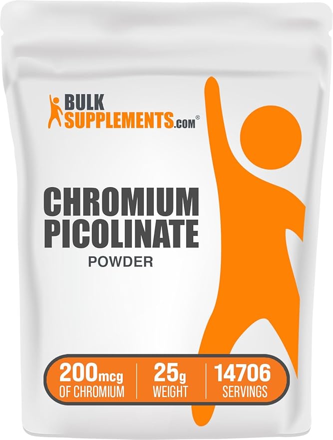 BulkSupplements.com Chromium Picolinate 200mcg Powder - Mineral Supplements - Gluten & Yeast Free, 200mcg of Chromium per Serving, 25g (0.88 oz) (Pack of 1)
