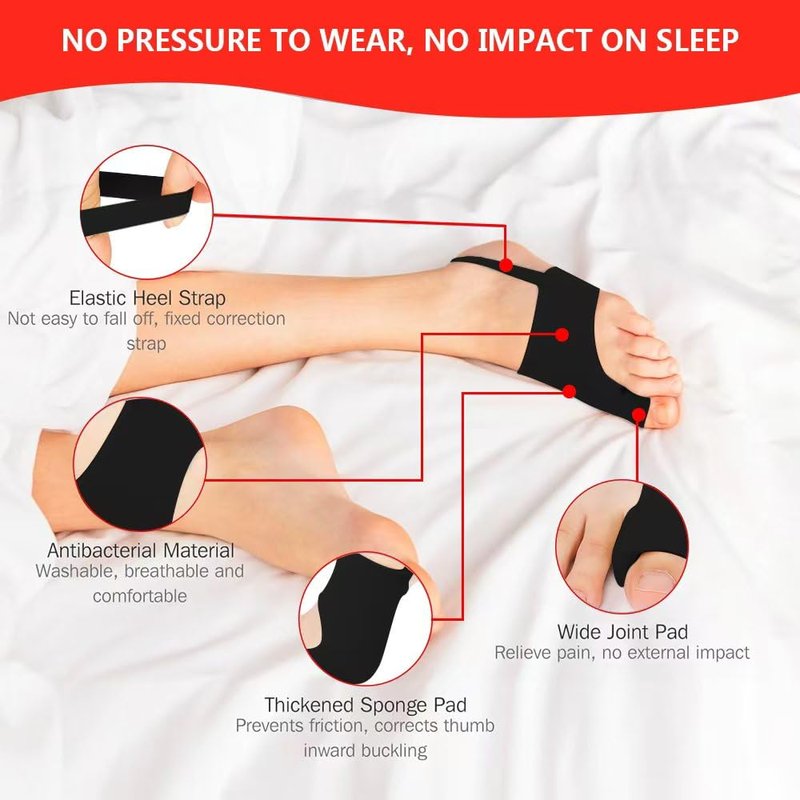 ZXCFBEA 2PCS Bunion Corrector for Women & Men,Big Toe Separators-Bunion Splint-Bunion Pads-Hammer Toes Straightener-Toes Spacers Pain Relief, Comfortable & Breathable for Day/Night (Black)