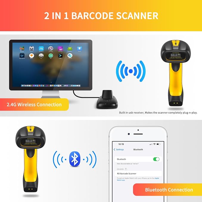 NETUM Upgraded QR Industrial Bluetooth Barcode Scanner