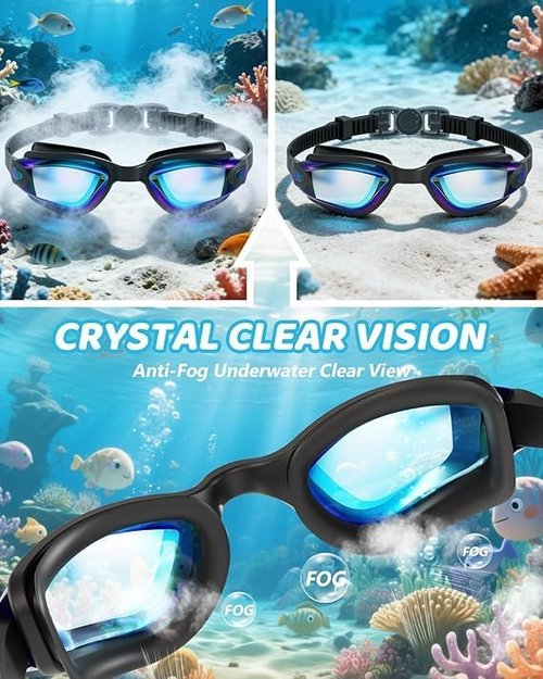 Aegend Swim Goggles - Comfort Fit Anti-Fog Goggles for Kids & Youth Ages 3-14 | 3 Pack