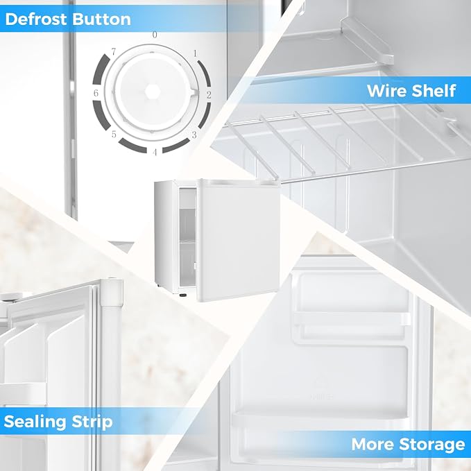 Antarctic Star 1.6 Cu. Ft Mini Fridge with Freezer,Small Compact Refrigerator with Single Reversible Door, Removable Shelves, 7 Adjustable Thermostat, for Dorm/Bedroom/Office,White