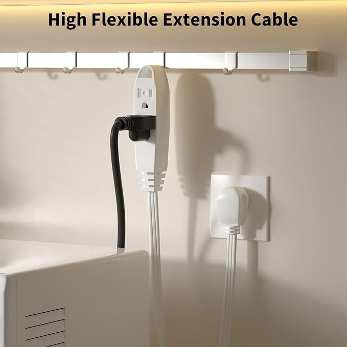 K KASONIC - 6 Feet 3 Outlet Extension Cord 2 Pack - Triple Wire Grounded Multi Outlet, UL Listed 16/3 SPT-3, 13 Amp - 125V - 1625 Watts (White)