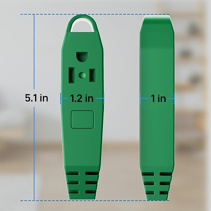 K KASONIC - 12-Feet 3 Outlet Extension Cord, UL Listed, 16/3 SJTW 3-Wire Grounded, 13 Amp 125 V 1625 Watts, Multi-Outlet Indoor/Outdoor Use, Green