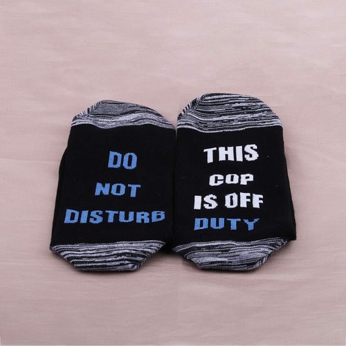 LEVLO Police Officer Gift Socks - Do Not Disturb This Cop Is Off Duty | 2 Pairs for Father's Day