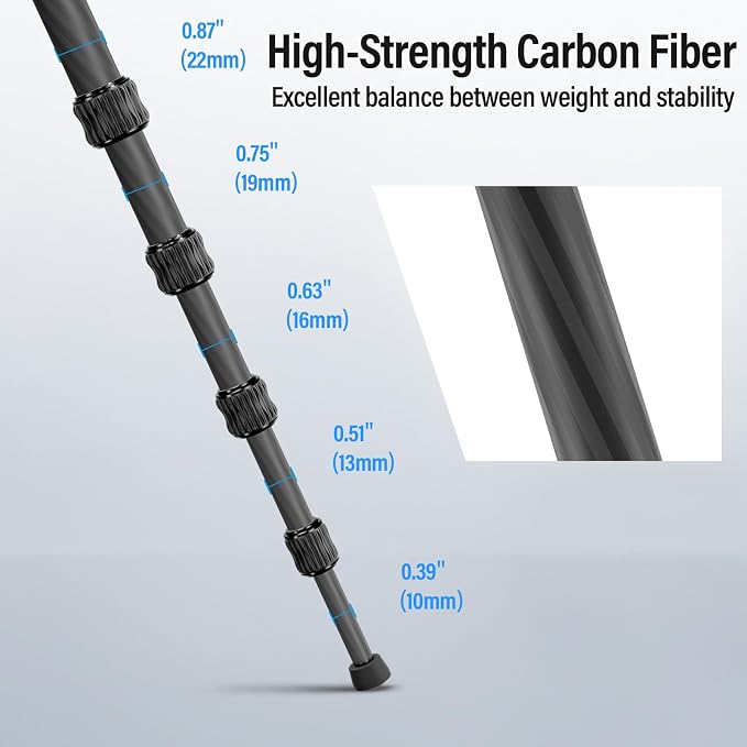 Sirui Compact Traveler 5C Tripod 54.3 inches Lightweight Carbon Fiber Travel
