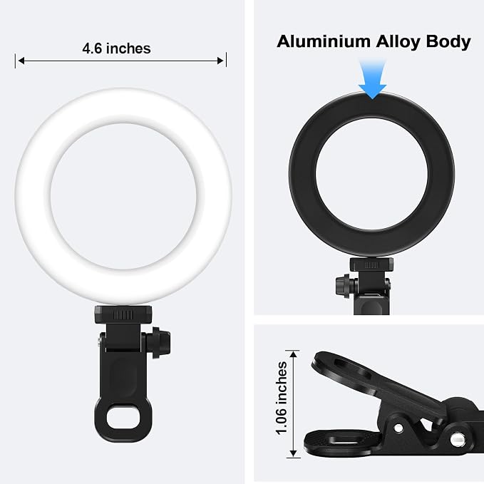 Ring Light Clip on Laptop Monitor, Webcam Light 10 Brightness Level Video