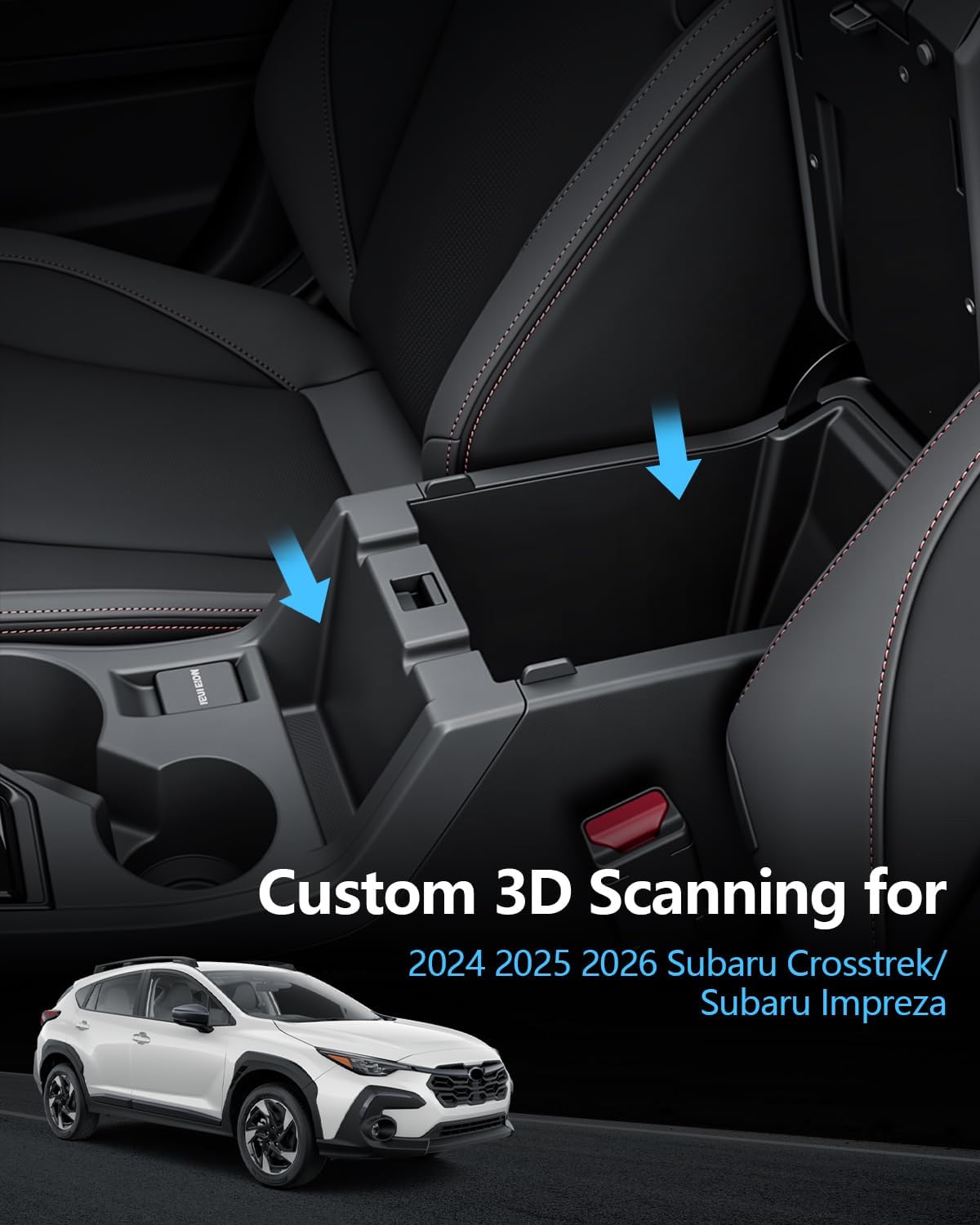 SKTU 2PCS for 2024 2025 2026 Subaru Crosstrek/Subaru Impreza Center Console Organizer 2024-2026 Crosstrek Central Console Hanging Storage Box 2024 2025 2026 Crosstrek Accessories ABS Console Tray