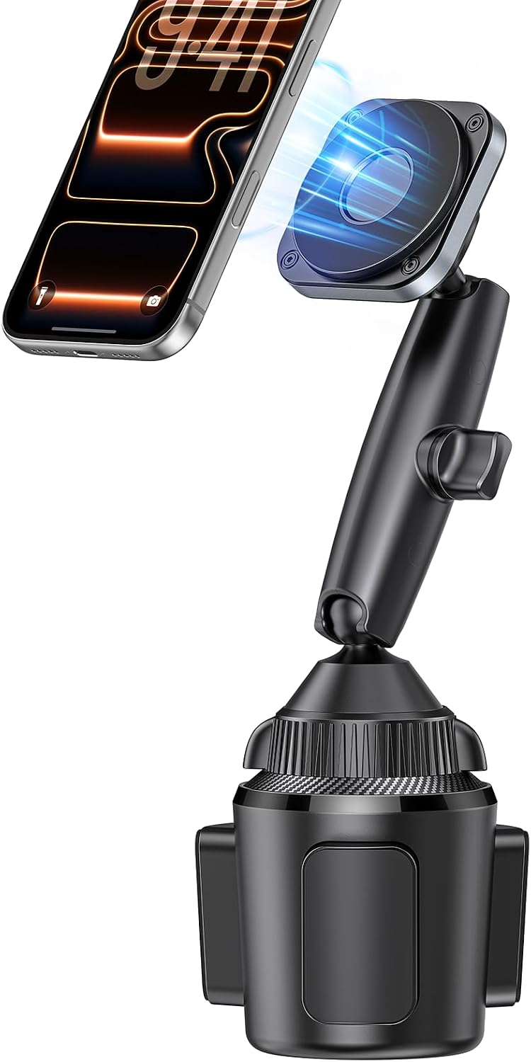 EXELIQ Magnetic Cup Holder Phone Cradle for Magsafe, Flexible Tri-Pivot Arm