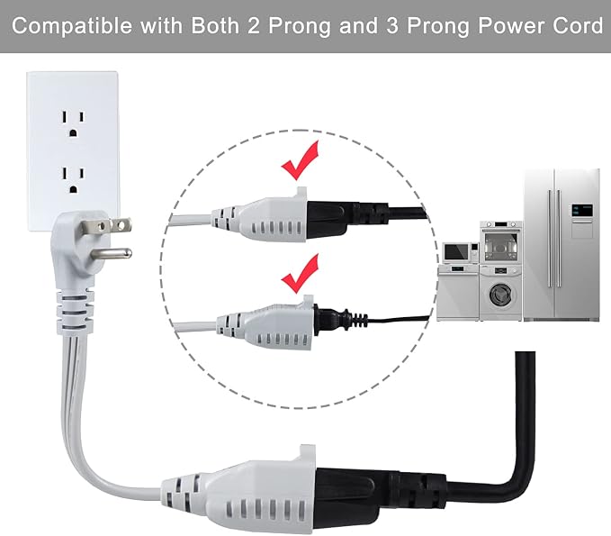 KUNCAN Appliance Power Extension Cord - 3 Prong Flat Wire SPT-3 14 AWG Heavy Duty Male to Female Extender Low Profile Grounded Cable for Major AC Unit, Air Conditioner, Refrigerator (25 Feet)