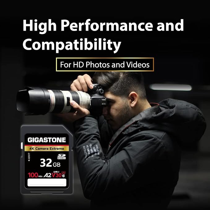 【5-Years Data Recovery】 GIGASTONE 32GB SD Card 2-Pack, 4K Camera Extreme
