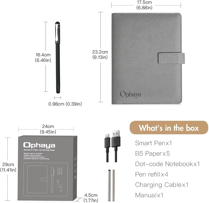 Ophaya 2 in 1 Digital Pen Smart Pen Writing Set, Includes Smartpen, Use