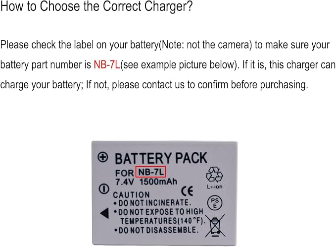 NB-7L Battery Charger for Canon PowerShot G10, SX30