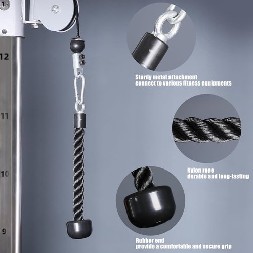 **Skiennix Tricep Rope - Heavy Duty Coated Nylon Fitness Attachment | 27 & 36 Inches, 2 Colors**