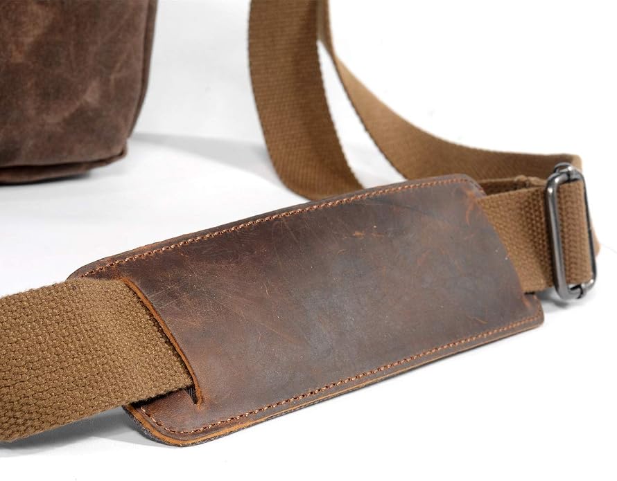 SLR Camera Bag, Waterproof Wax Canvas Bag Vintage Camera Case Messenger Bag