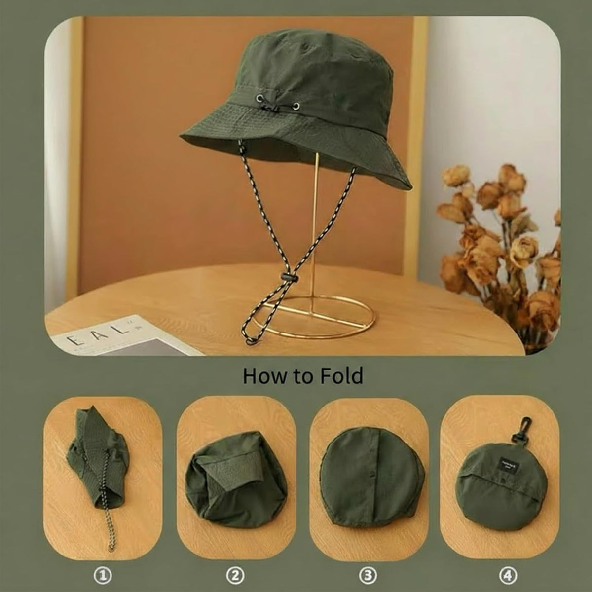 Skiennix Quick Dry Bucket Hat - Packable Rain Hat with Detachable Chin Strap for Outdoor Fishing