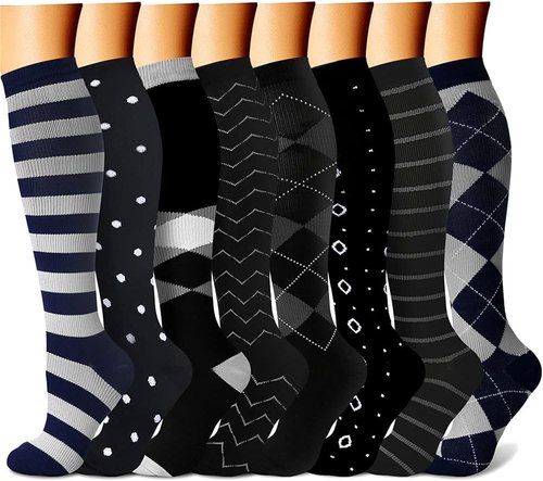 CHARMKING Compression Socks - 15-20 mmHg Circulation Support for Men & Women | 8 Pairs for Athletic Running & Cycling