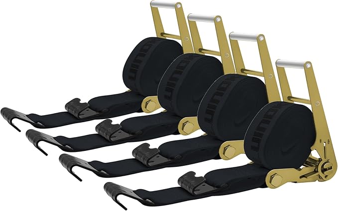 4Pack 4 inch Ratchet Straps 4x30 Truck Strap with Flat Hook for Flatbed Trailer Winch Strap Heavy Duty 4 inch Ratchet Straps Flatbed Black